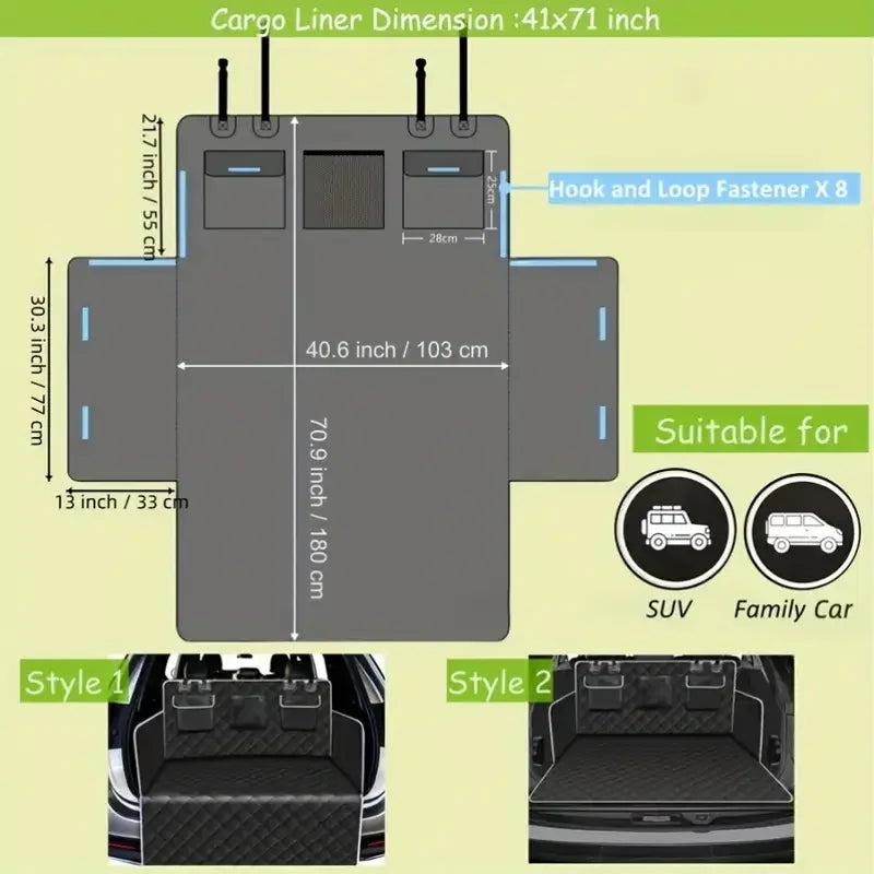 Waterproof Pet Cargo Cover Liner Dog Seat Mat For SUVs With Bumper Flap Protector, Non-Slip, Large Size