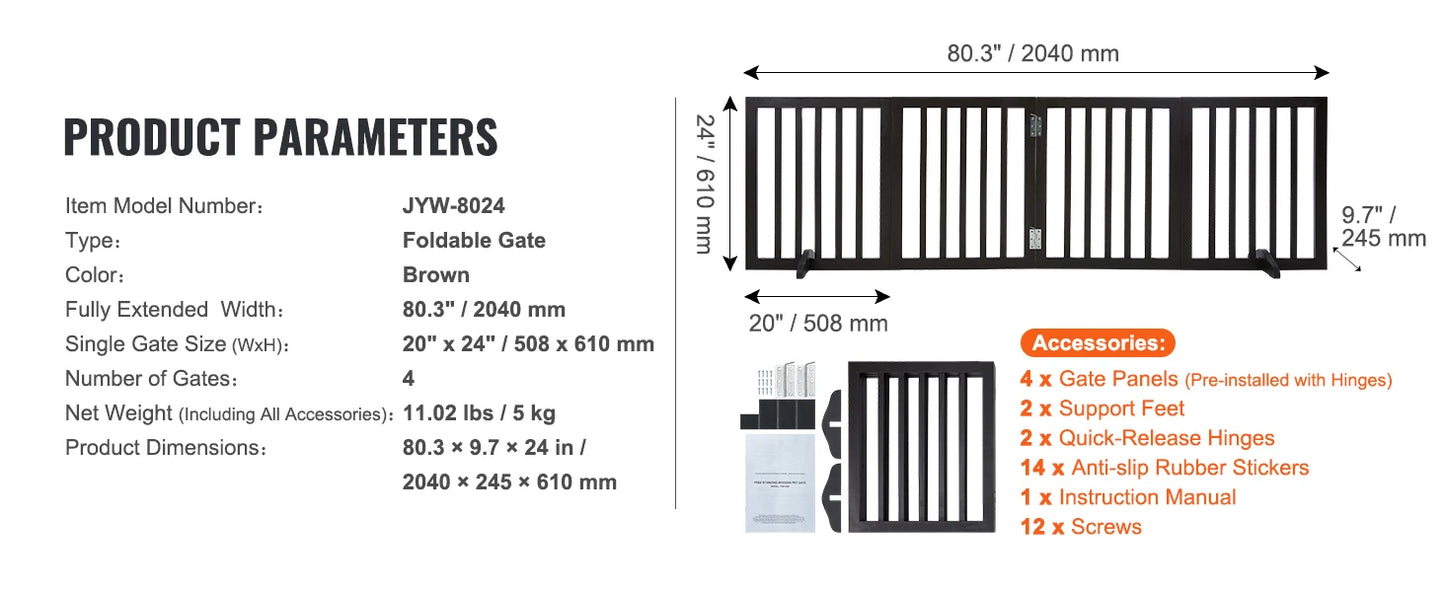 SucceBuy Free Standing Dog Gate 3 Panels | Foldable, Expandable  Dog Gate for Narrow Passageways