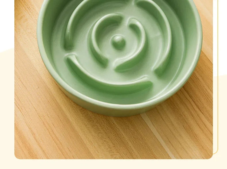 Ceramic Cat Dog Bowl, Ideal for Small and Medium-Sized Dogs, Slow Feeder Anti-Choking