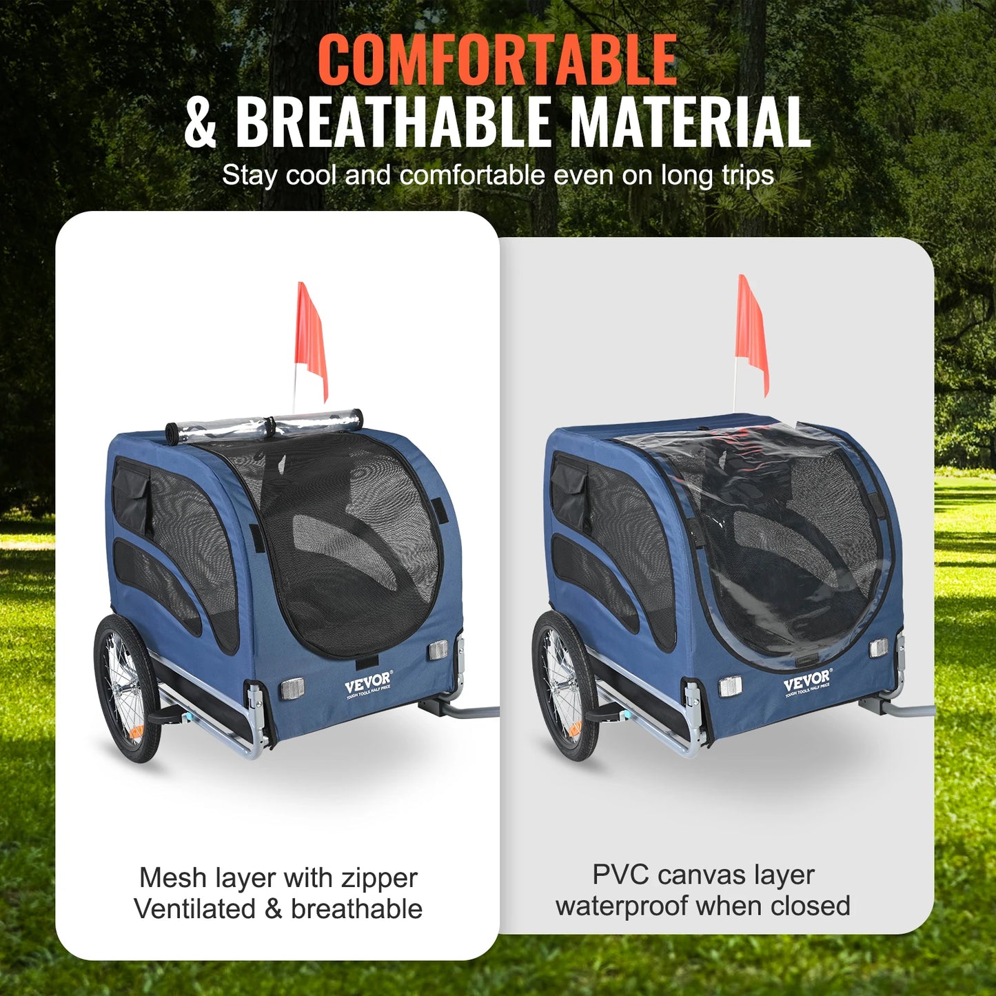SucceBuy 100lbs Pet Cart Bicycle Carrier, Dog Bike Trailer with Coupler, Reflectors, Flag, Collapsible to Store for Dogs Travel