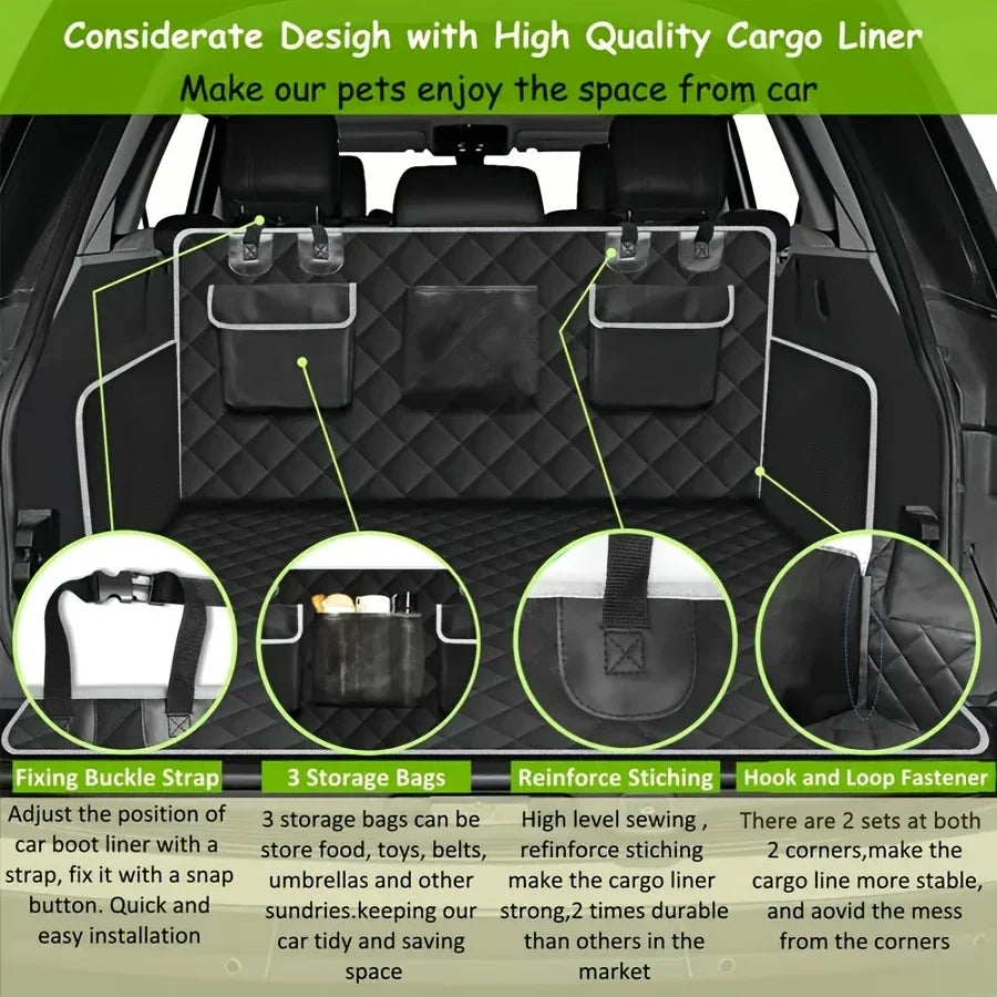 Waterproof Pet Cargo Cover Liner Dog Seat Mat For SUVs With Bumper Flap Protector, Non-Slip, Large Size