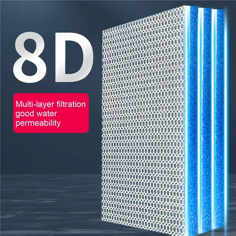 12D 8D Aquarium Filter Bio Sponge | Fish Tank Filter Media No Glue | Foam Cotton Skimmer Aquarium Water Filtration