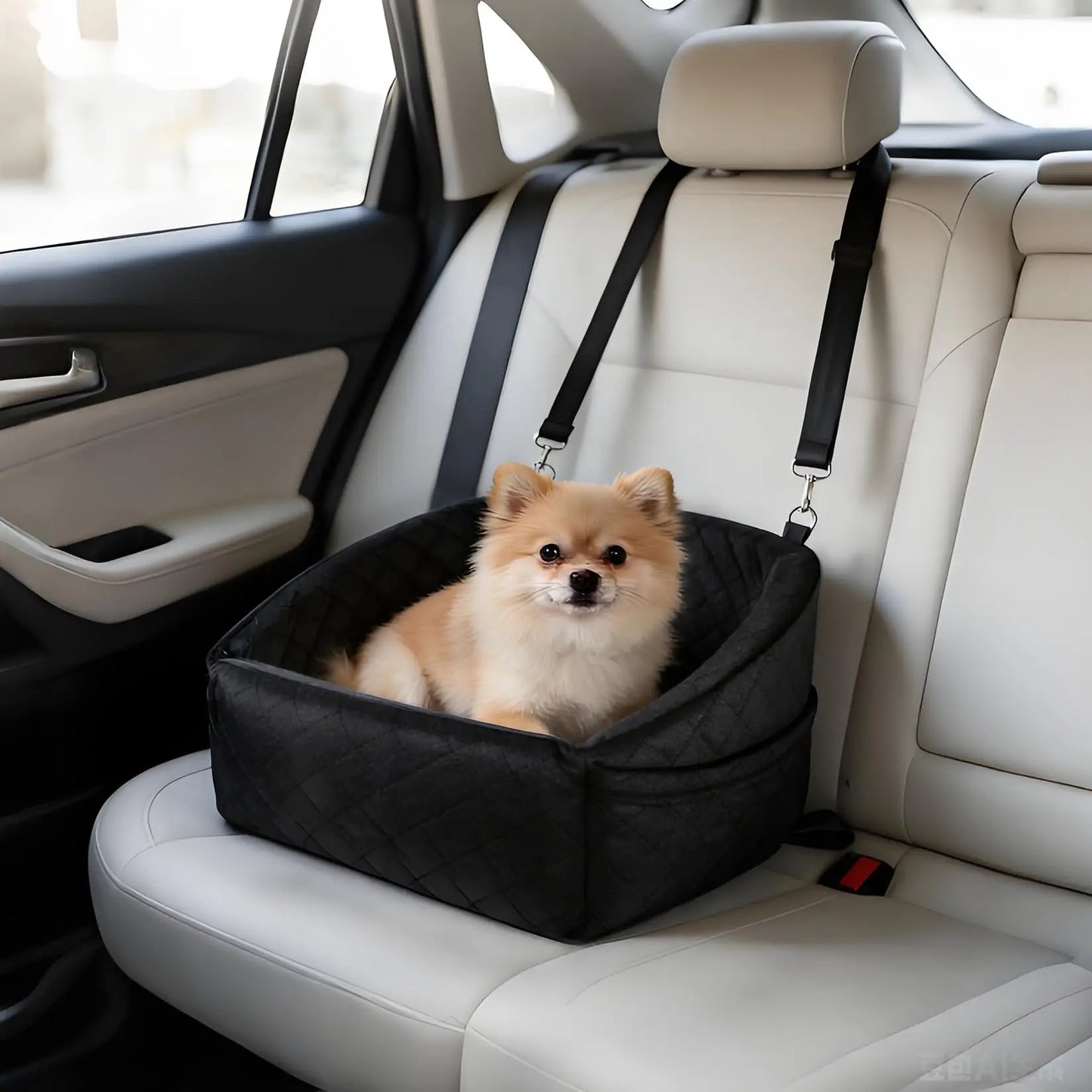 Dog Booster Car Seat, Detachable Washable with Safety Belt for Small Medium Puppies Cats Under 30-35 LB