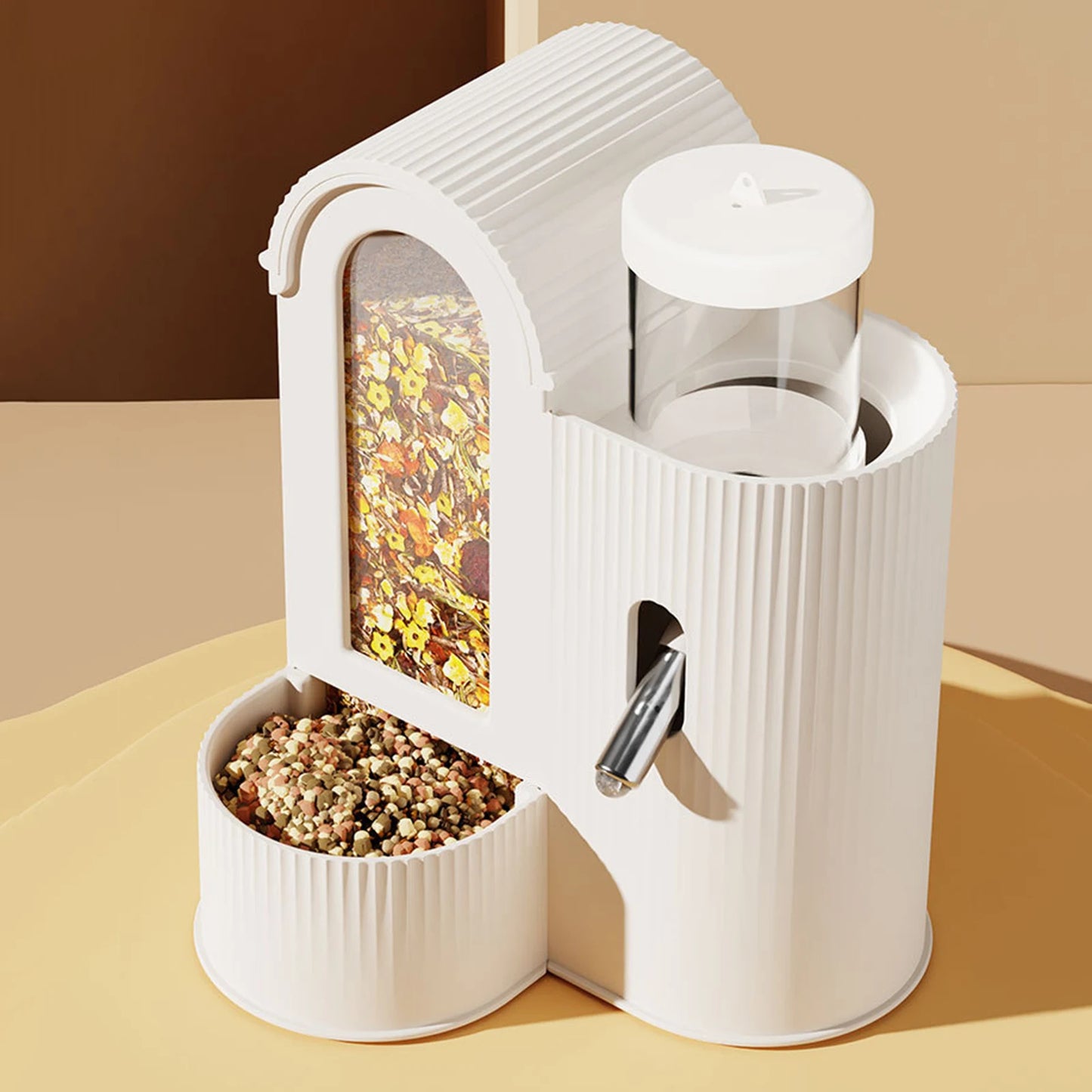 2-in-1 Automatic Food Bowl Large Capacity Hamster Feeder  No Drip for Hamster, Guinea Pig, Rat and Small Animals