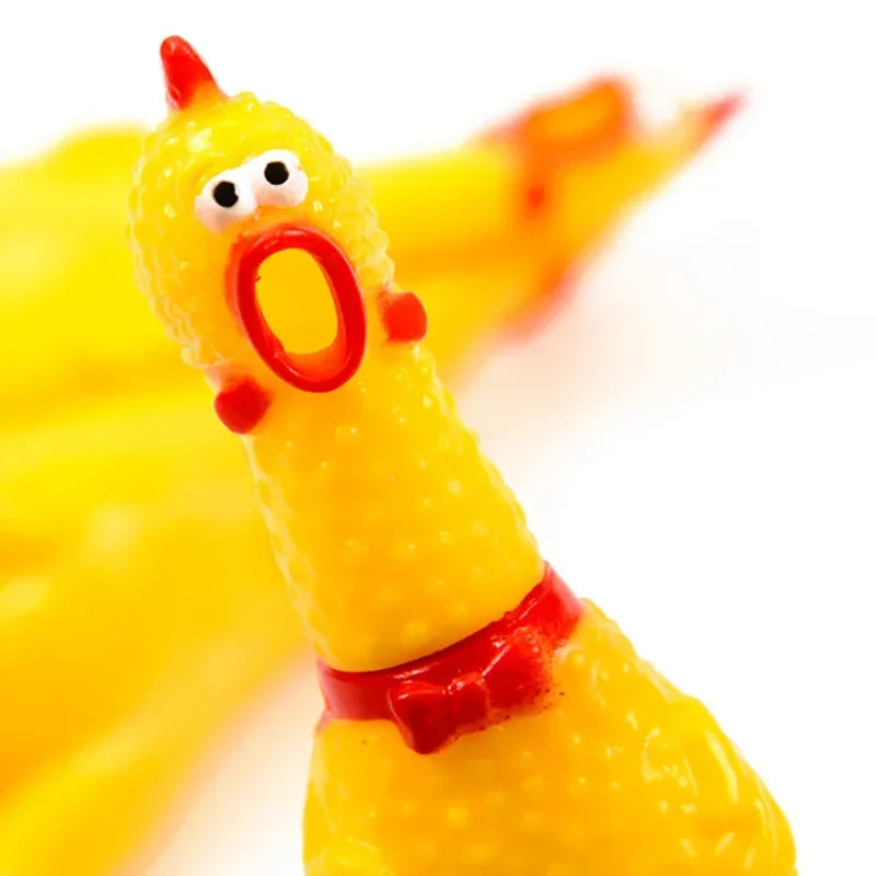 1PCS Screaming Chicken Squeezing Sound Toy | Dog Chew,  Durable And Fun Yellow Rubber  Chicken