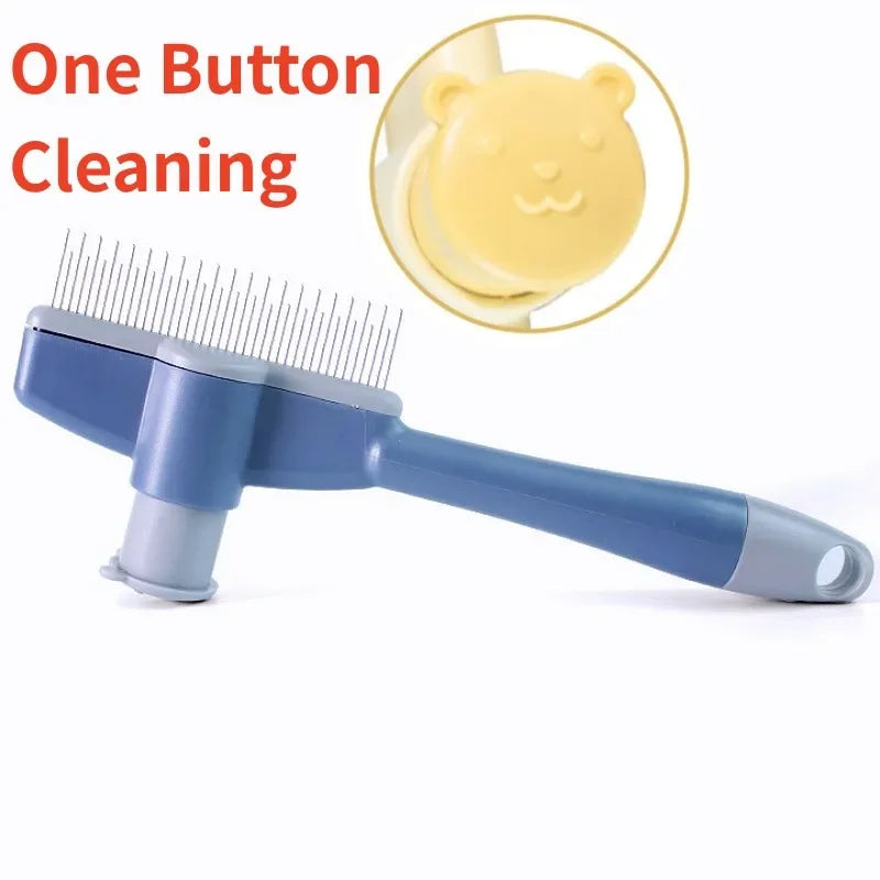 Dog and Cat Comb Hair Remover Self-cleaning, Massage  Brush One Click Combs for  Hair Knot