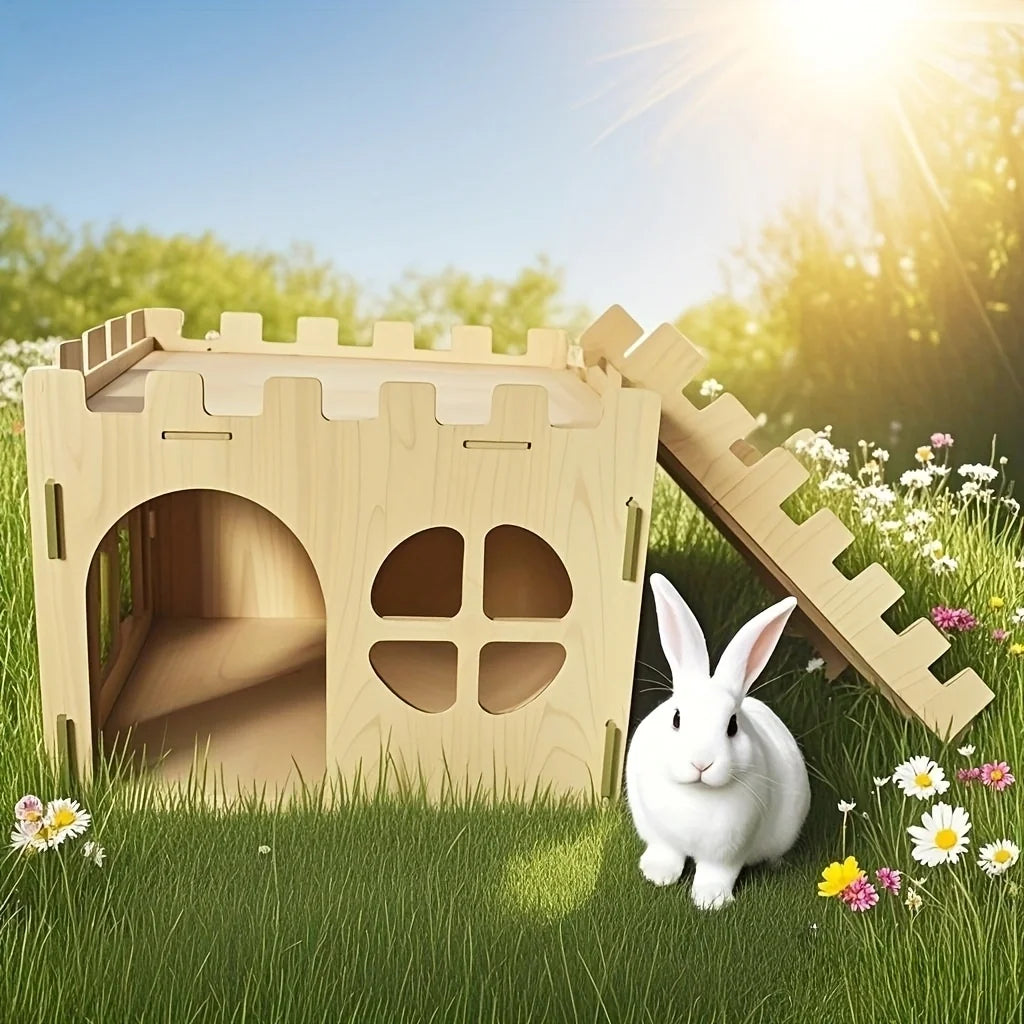 Rabbit Castle Hiding Place, Guinea Pig, Totoro, Hedgehog, Detachable Habitat, Toy Decoration, Evading House, Wood