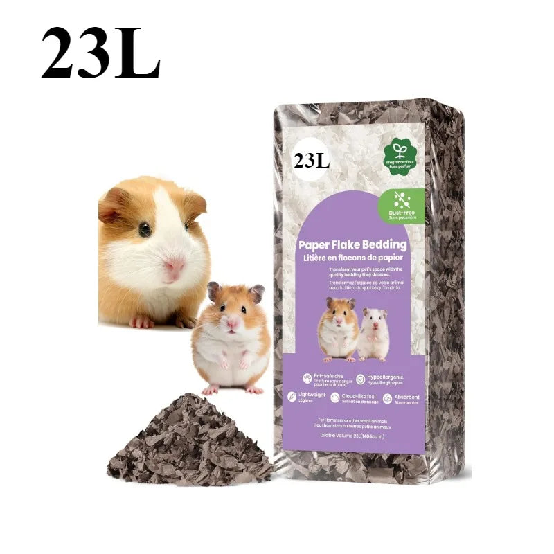 23L/50L Paper Small Pet Bedding, Hamster, Rabbits, Guinea Pigs, Odor Control Dust-Free, Moisture Absorbent Natural Shavings Bedding