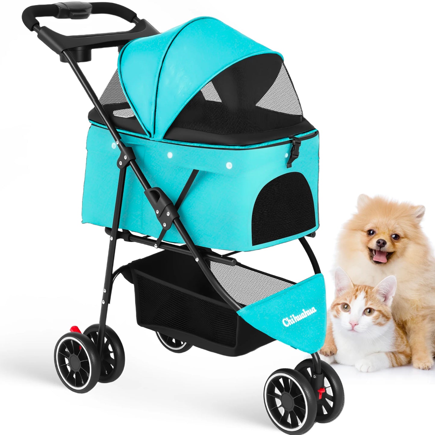 Pet Stroller For Small Puppy Dogs & Cats Travel Portable, Foldable Carrier