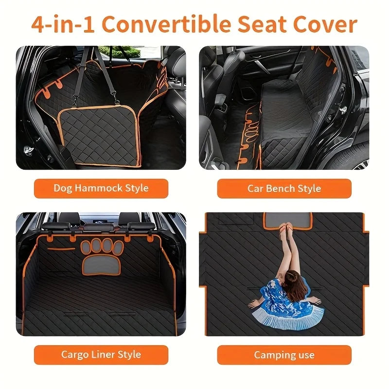 Dog Seat Cover, Hammock Heavy Duty Scratch Resistant Anti Slip Durable Soft Pet Rear Seat Cover for Cars,