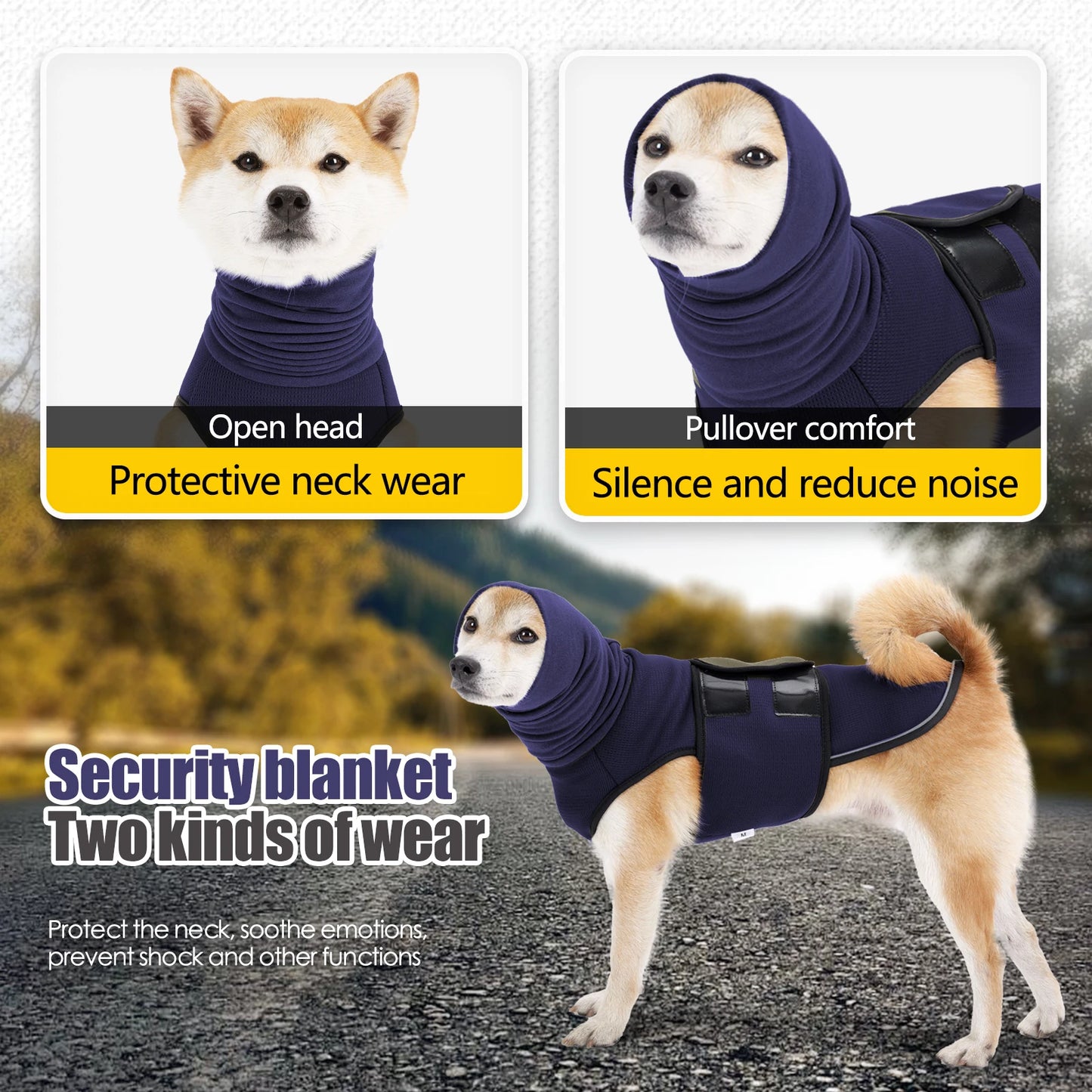 Anxiety Vest and Coat-Keep Pet Calm, Jacket for Thunder, Fireworks, Anti Anxiety Vest for Dogs and Cat Body and Ear