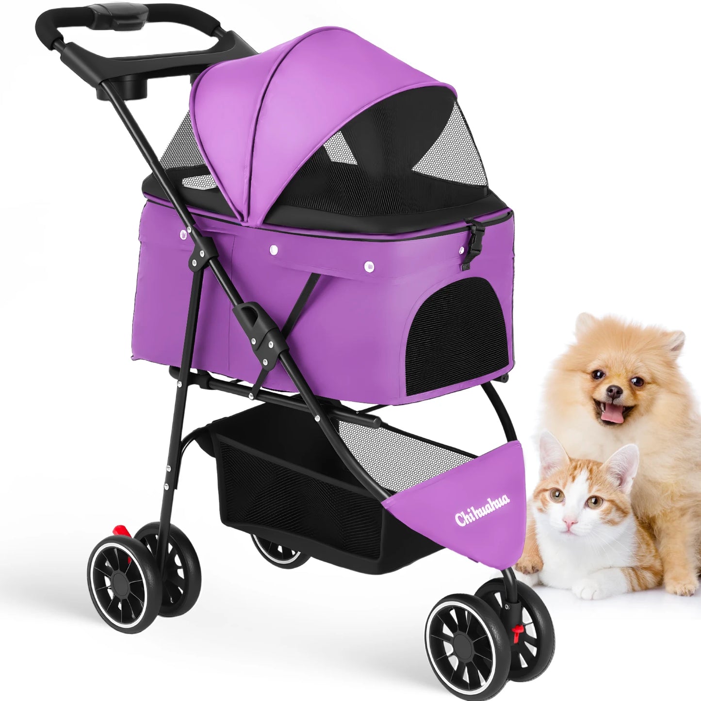 Pet Stroller For Small Puppy Dogs & Cats Travel Portable, Foldable Carrier