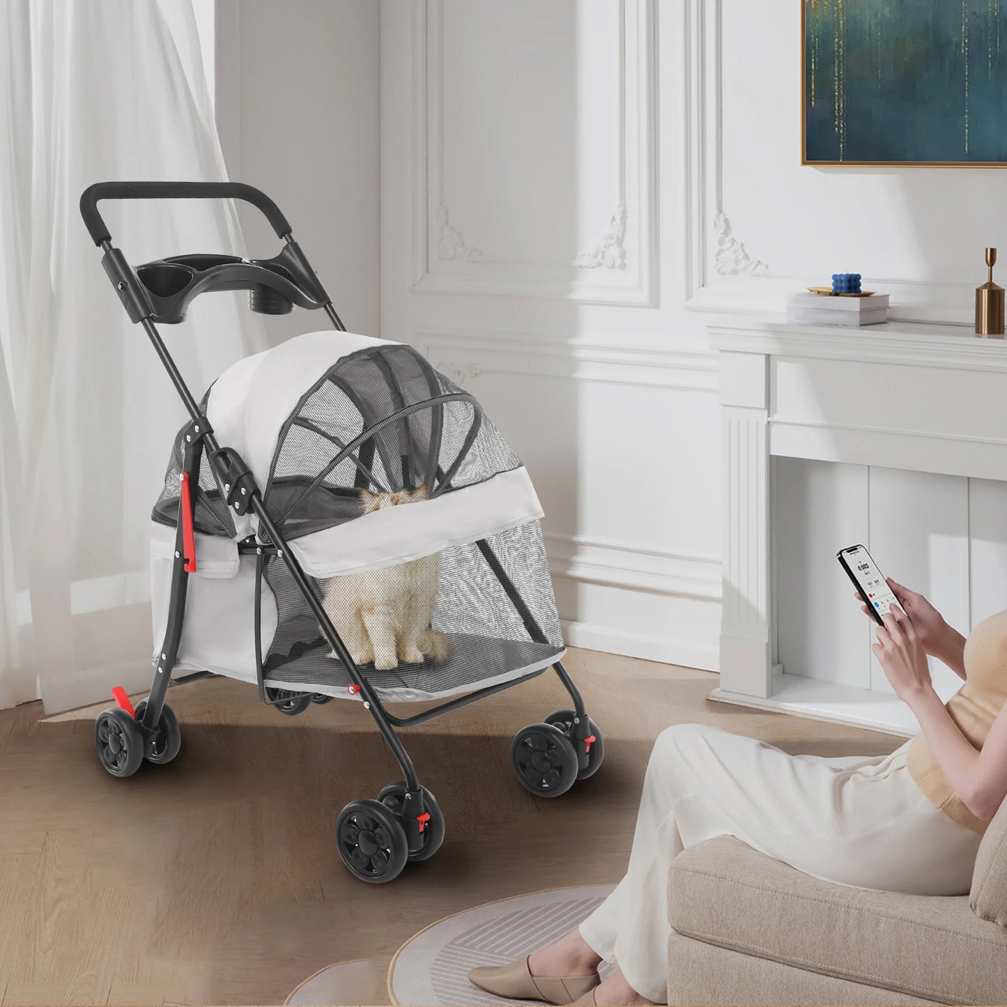 Foldable Lightweight Pet Cart For Small To Medium Dogs And Cats |  Outdoor Dog Walking Is Effortless