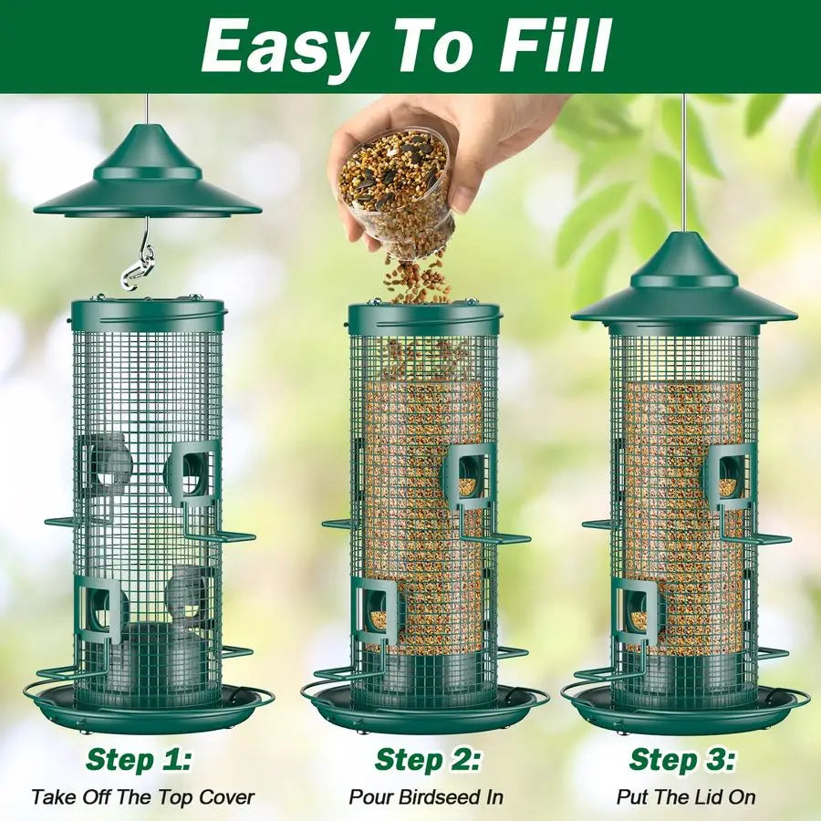 Mesh Tube Bird Feeder for Outdoors Hanging | Squirrel Chew Proof | Bird Feeders for Outside, Rustproof, 2LB Large Capacity