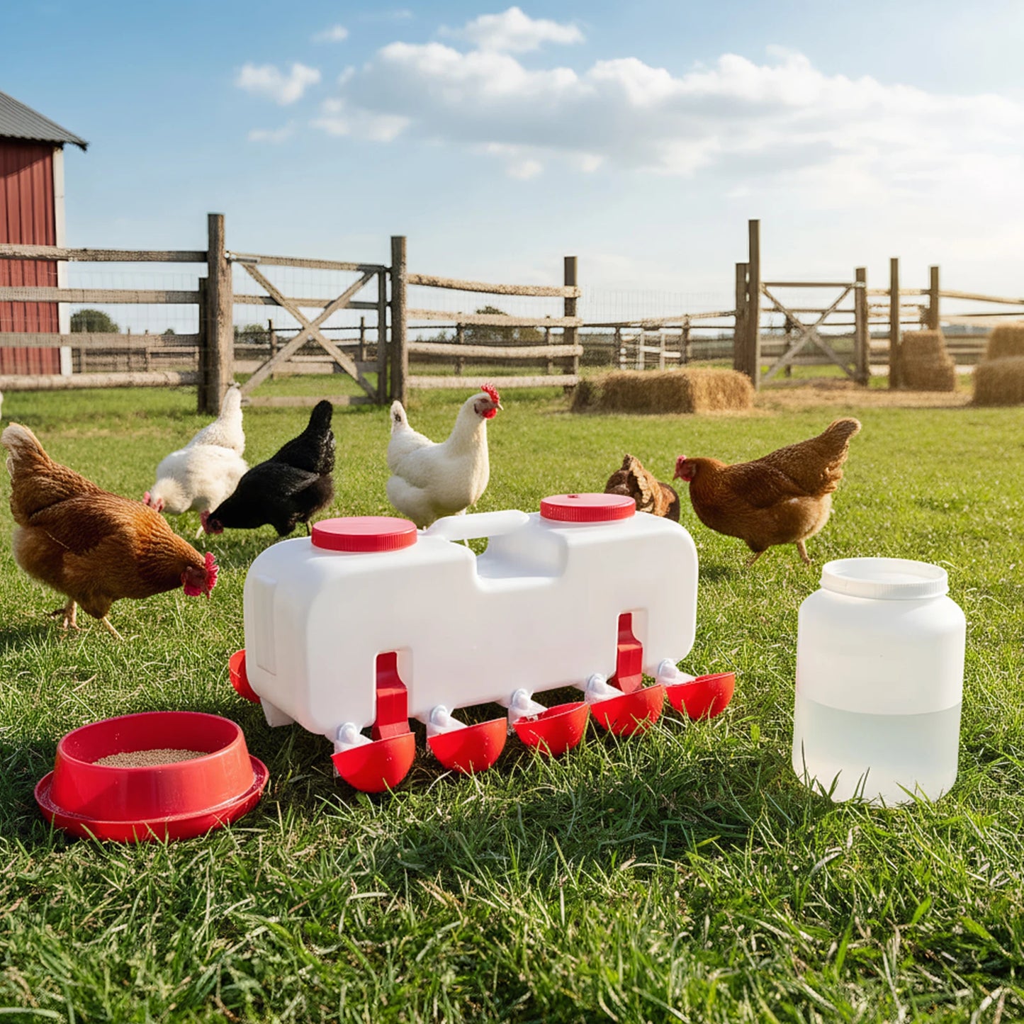 10KG Self Filling Automatic Chicken Water Dispenser with  Drinking Cup for Quail, Duck, Turkey
