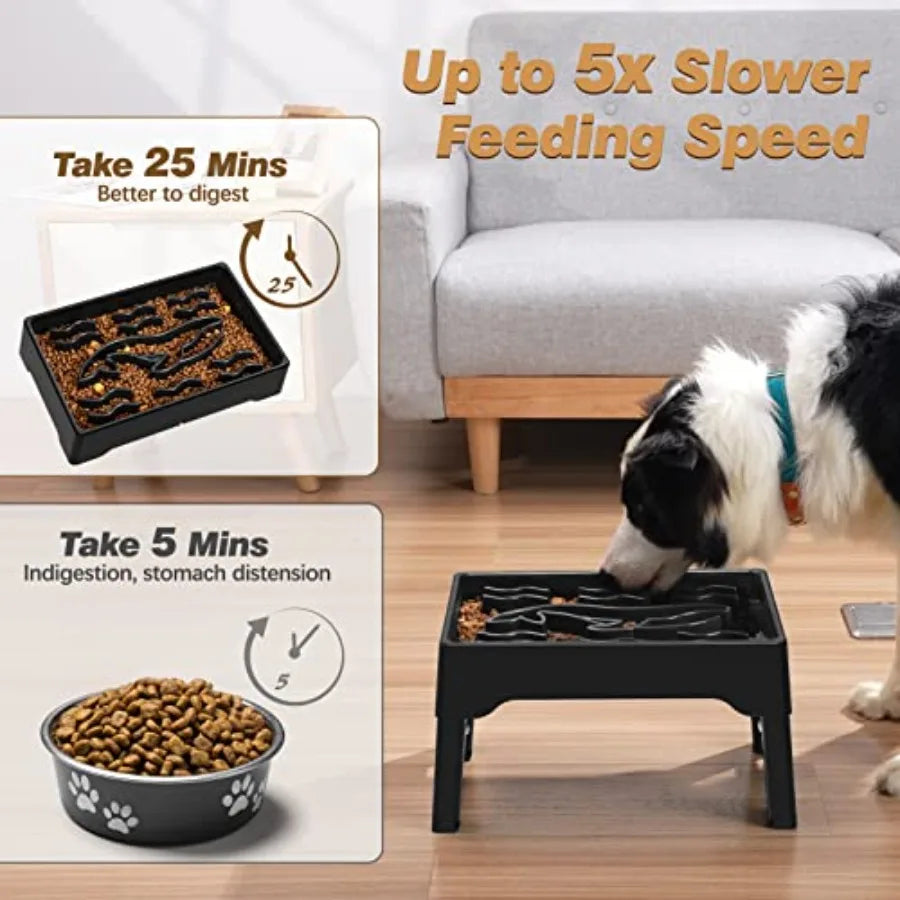【Spot goods】Elevated Slow Feeder Dog Bowls 9 Cups for Large Breed with 4 Adjustable Heights