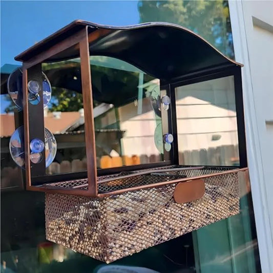 【Spot goods】Window Bird Feeder Metal with  Strong Suction Cups Wild Bird Feeder