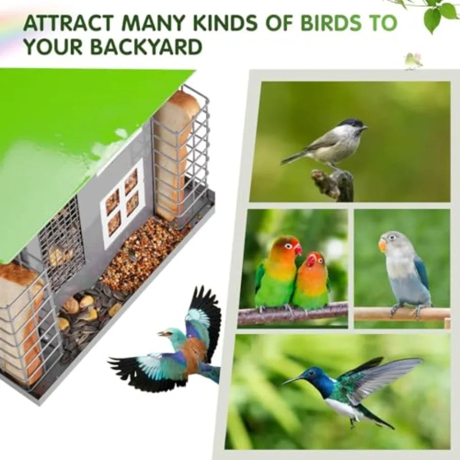 【Spot goods】Metal Bird Feeders for Outdoors | Wild Bird Feed with 2 Suet Cage | Squirrel Proof Hanging Feeder Large Capacity