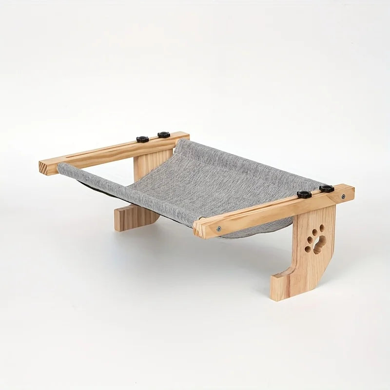 Cat window sill hammock, suitable for indoor cats, wooden and metal frame, easy to adjust window cat bed