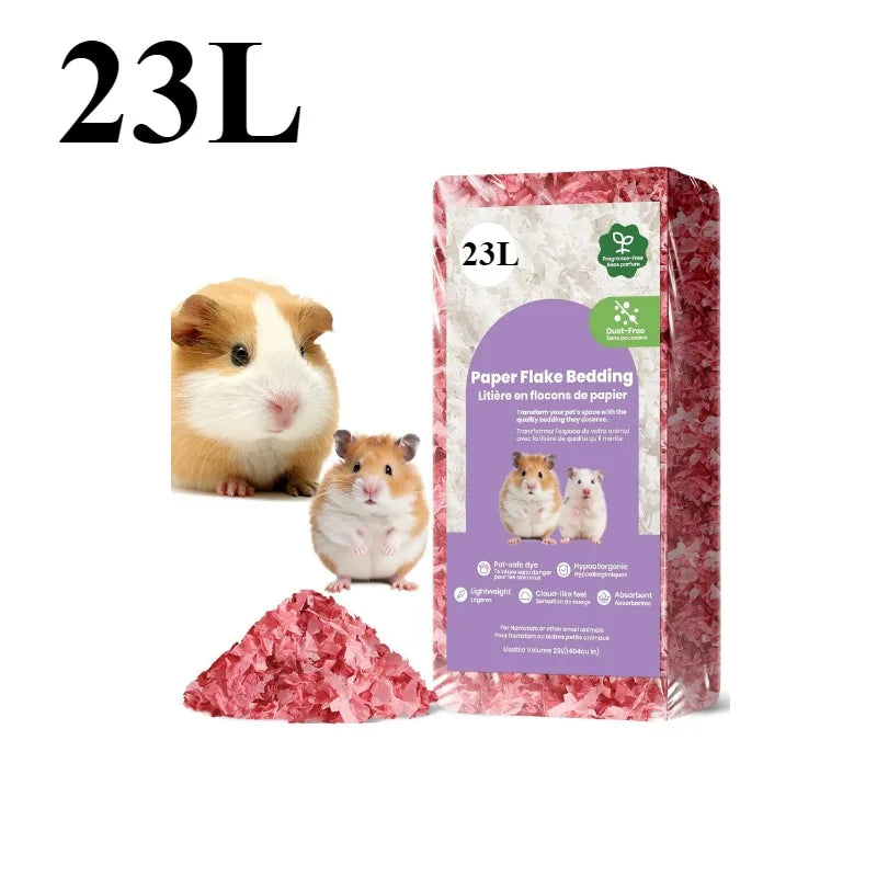 23L/50L Paper Small Pet Bedding, Hamster, Rabbits, Guinea Pigs, Odor Control Dust-Free, Moisture Absorbent Natural Shavings Bedding