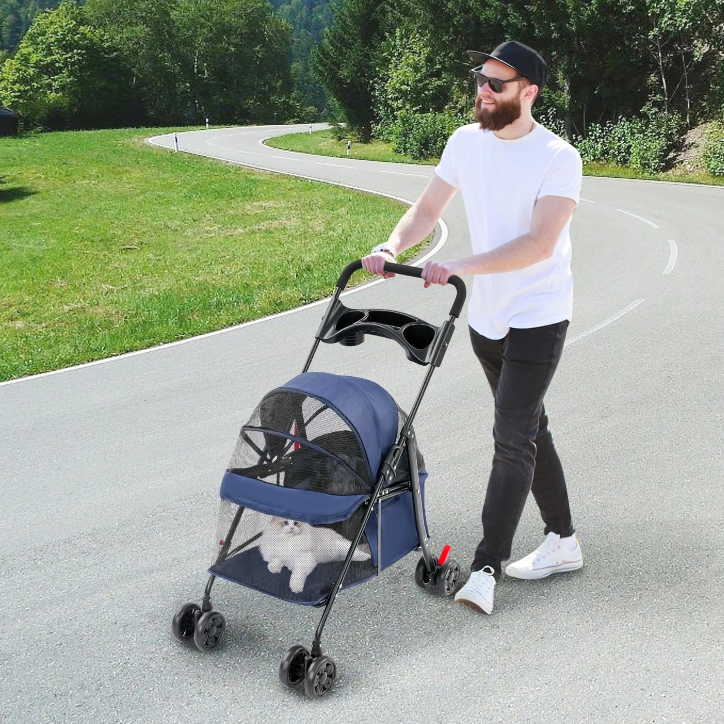 Foldable Lightweight Pet Cart For Small To Medium Dogs And Cats |  Outdoor Dog Walking Is Effortless