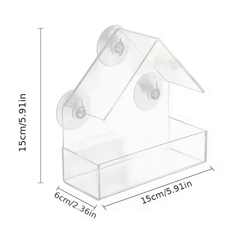 Transparent Bird Feeder Birds House for Outdoor Windo with Strong Suction Cups for Wild Birds