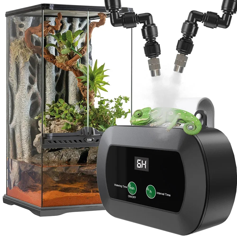 Automatic Reptile Mist Sprinkler & Timer Auto Controller Spray Kit System for Terrariums Amphibian, Lizard, Snake, Frog and Plants