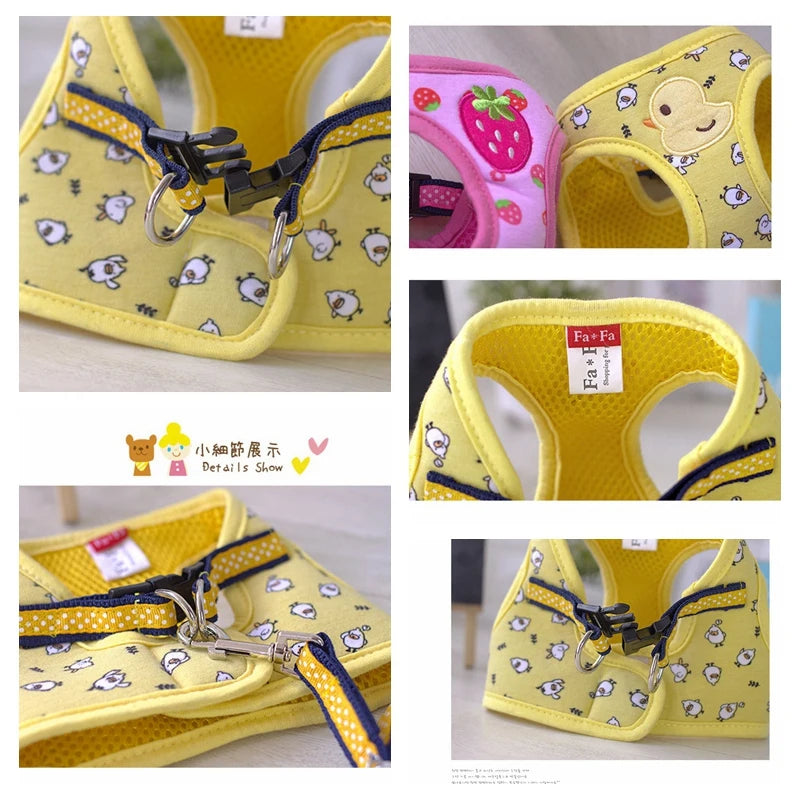 Dog Harness Vest |  Pet Collar And Leash Set | Soft Adjustable Designer Custom | For Cats and dogs