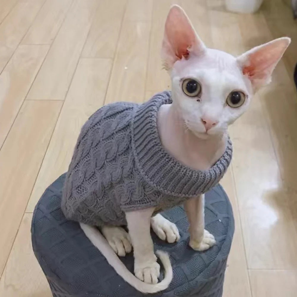 Warm Knitted Sphynx Cat Winter Sweater Pet Clothes for Cats  Pullovers