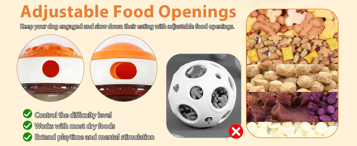 Interactive dog toys for small dogs - Adjustable Treat Dispensing Ball Food Dispenser Slow Feeder, Puppy Enrichment Training Toy