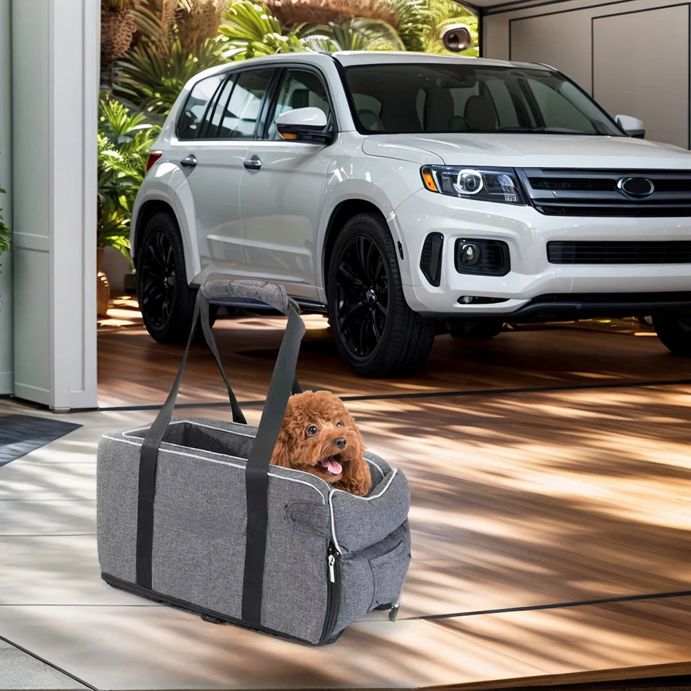 Multipurpose Center Console Dog Car Seat with Shoulder Straps Portable Pet Booster Seats for Small Dogs