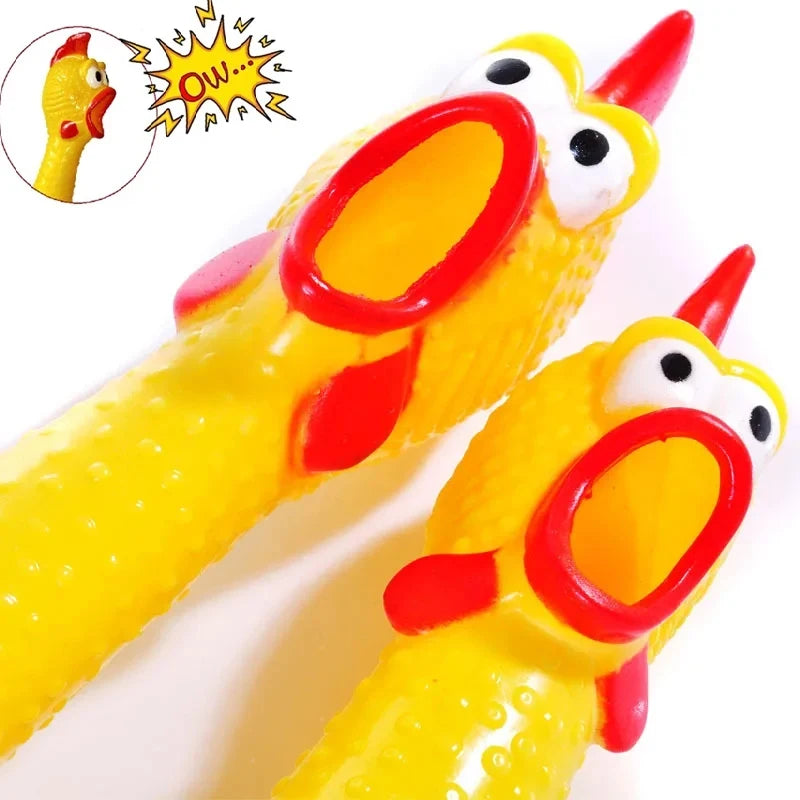 1PCS Screaming Chicken Squeezing Sound Toy | Dog Chew,  Durable And Fun Yellow Rubber  Chicken