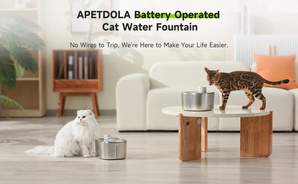 APETDOLA 4L Wireless Cat Water Fountain Auto Sensor Drinking Fountain For Cats/Dog | Water Dispenser