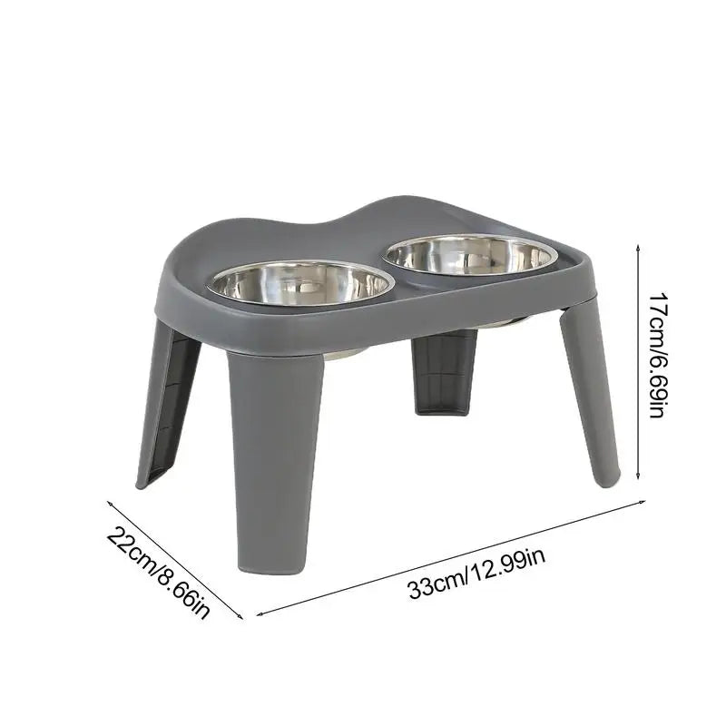 Elevated Dog Feeder foldable Raised Stand with Double Stainless Steel Food Water Bowls for Small Medium Large Dogs