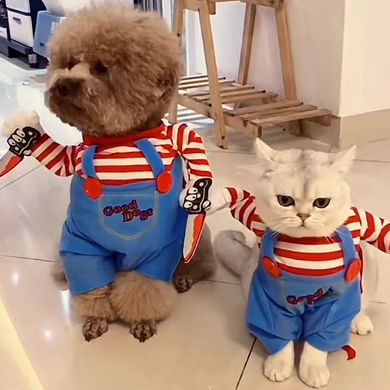 Halloween Cosplay Costumes For Small Medium Dog/ Cats Creative Pet Party Jumpsuits Soft Warm  Coat