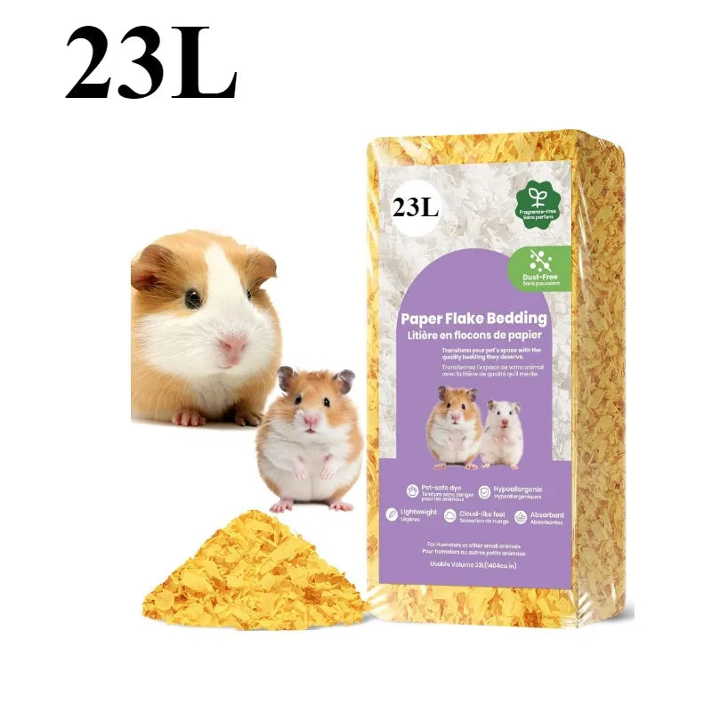 23L/50L Paper Small Pet Bedding, Hamster, Rabbits, Guinea Pigs, Odor Control Dust-Free, Moisture Absorbent Natural Shavings Bedding