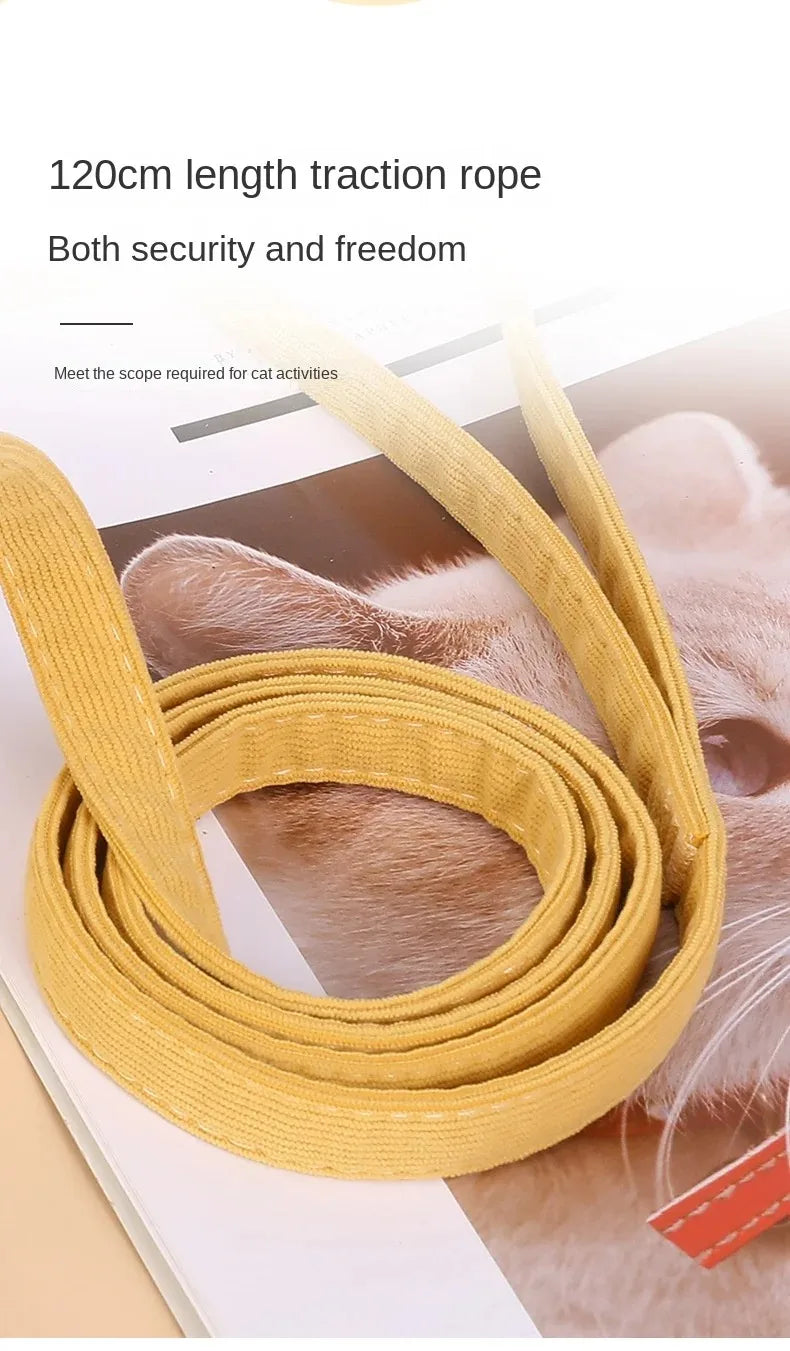 Cat Harness Leash Collar Set |  Adjustable Cartoon Bee Double Layer Dog Harness for Small Medium Cat Leash Outdoor Walking