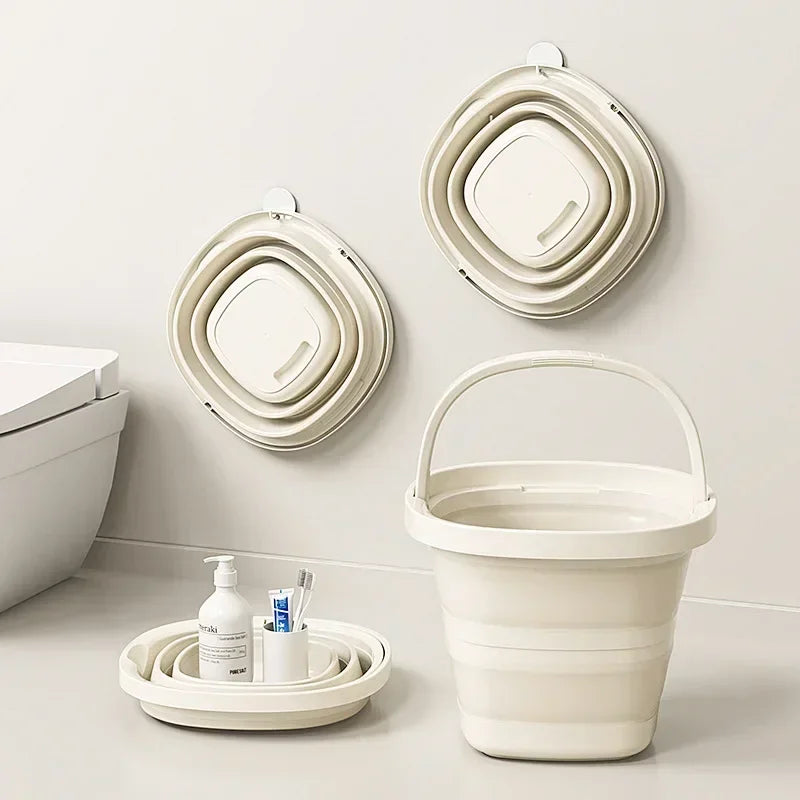 Multifunctional Folding Bucket 5/10L Portable Outdoor Fishing Bucket, Compact Thickened Collapsible Wash Basin