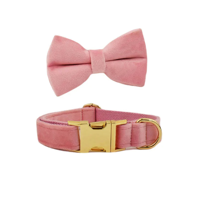 Velvet Dog Collar Leash Free Engrave for Medium Large Dogs Pet Necklace Accessories