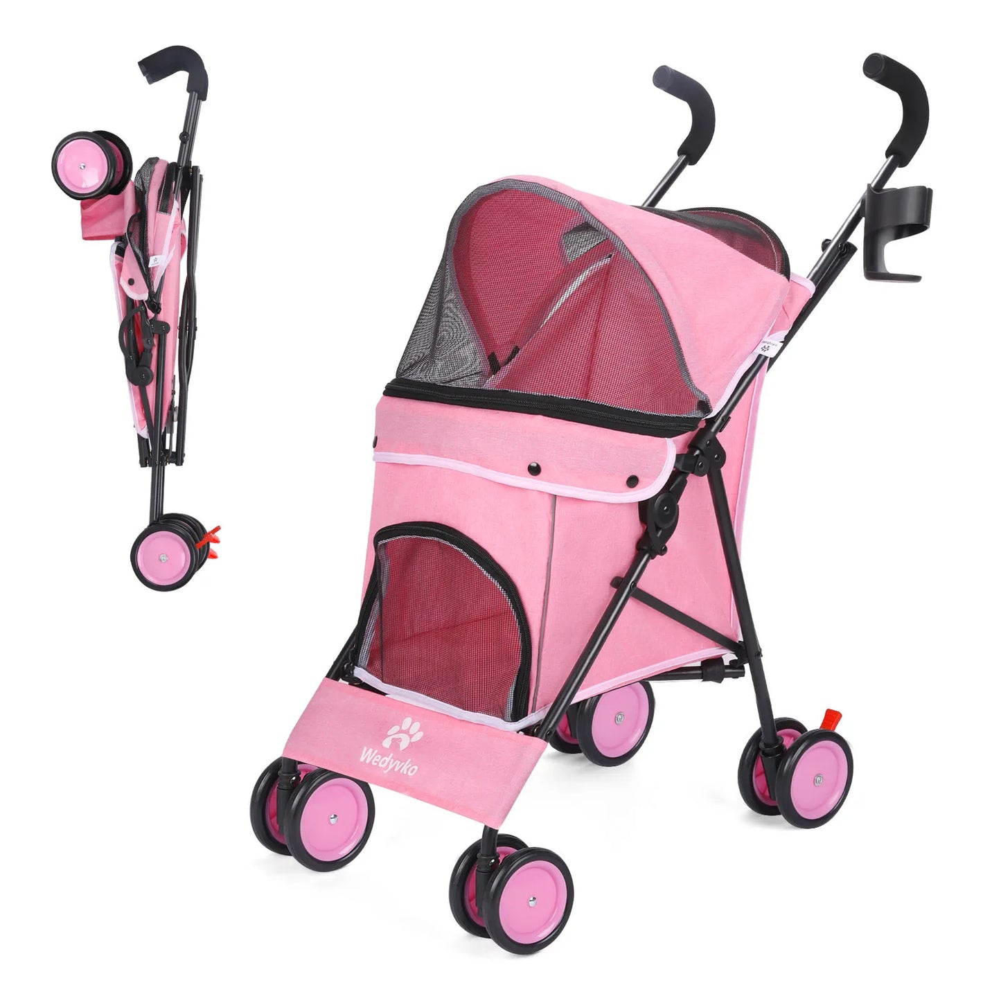 4 Wheels Stroller Rotate with Brakes for Dogs/Cats Travel