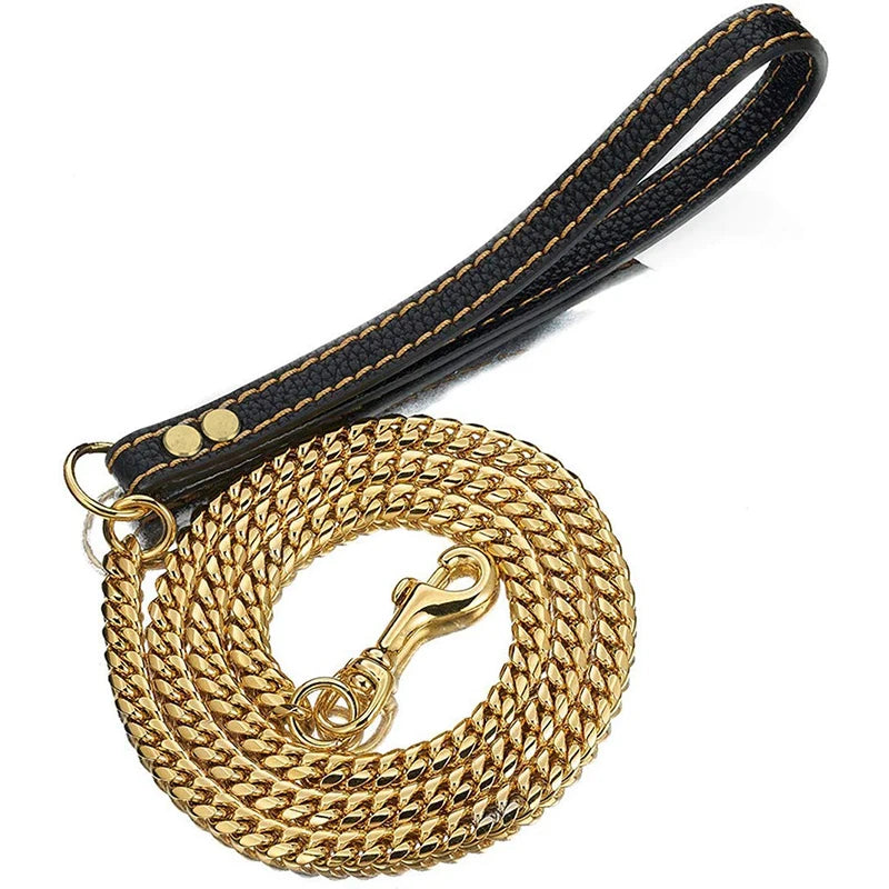 Stainless Chain Large Collar  Dogs Medium | Small Steel Gold  link for  Walking/Training