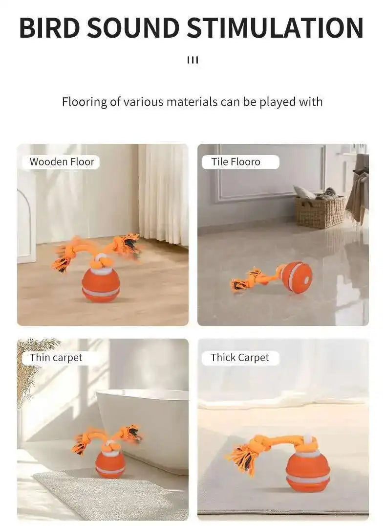 Smart Interactive Teasing Ball With Motion Activated Automatic Moving Squeaky Dog Toy Balls 
 Chew Toys Knot Rope
