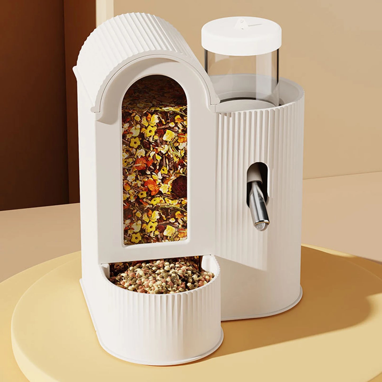 2-in-1 Automatic Food Bowl Large Capacity Hamster Feeder  No Drip for Hamster, Guinea Pig, Rat and Small Animals