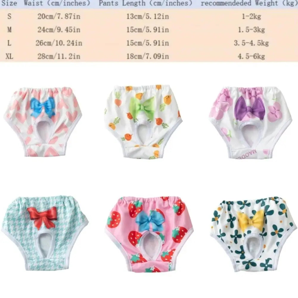Washable Dog Physiological Pants | Cartoon Print Leakproof Dog Menstrual Pants | Breathable Cute Diaper