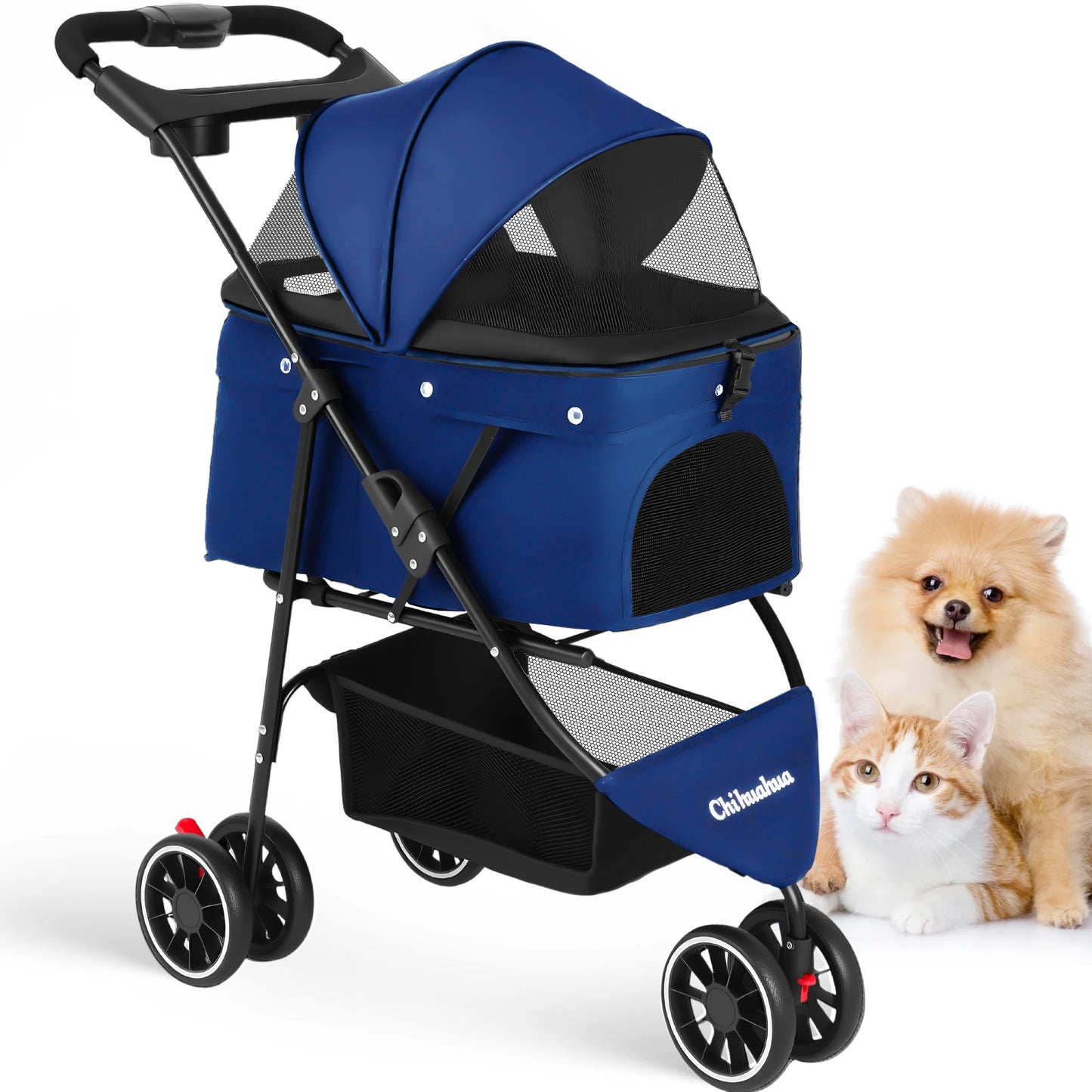 Pet Stroller For Small Puppy Dogs & Cats Travel Portable, Foldable Carrier