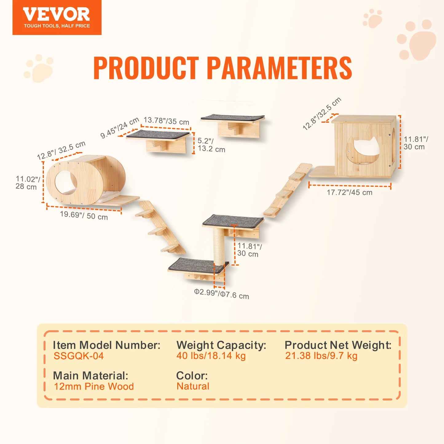 SucceBuy Wall Mounted Cat Wall Shelves and Perches with Jumping Boards Hammocks &  Tree Cat Furniture and Shelves