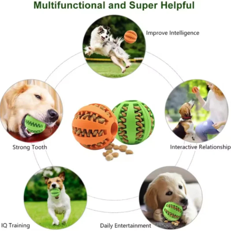 Interactive Rubber Ball | Puppy Chewing Toys | Tooth Cleaning Ball | Treat Feeder Silicone Toy For and Dogs