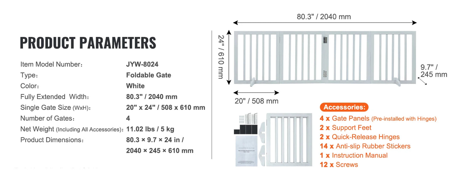 SucceBuy Free Standing Dog Gate 3 Panels | Foldable, Expandable  Dog Gate for Narrow Passageways