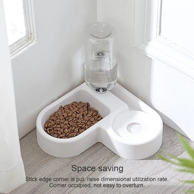 Automatic Pet Feeder & Water Bowl 500ml, Portable Slow Feeder Dish for Cat & Dog