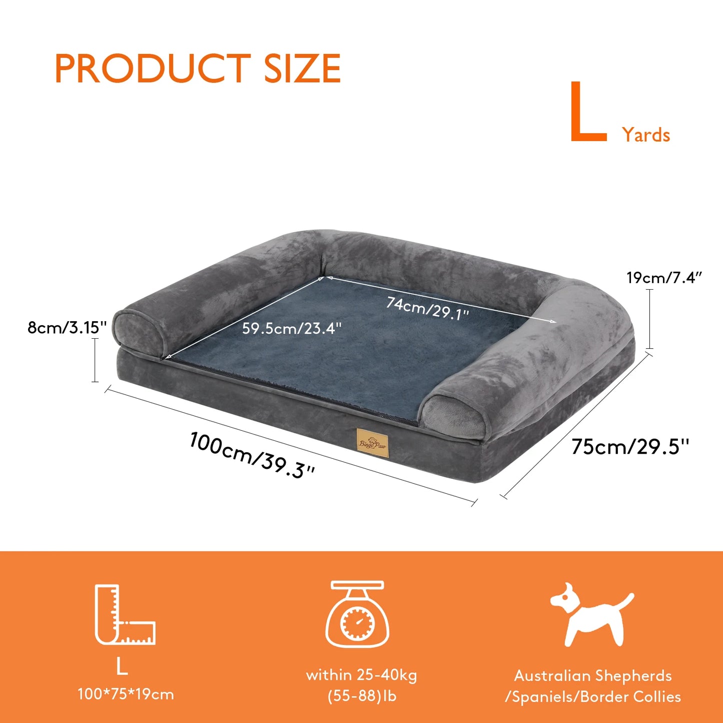 Extra Large Orthopedic Pet Mattress | Couch Sleeping Bed Cushion with Removable Washable Cover Soft Sponge Foam